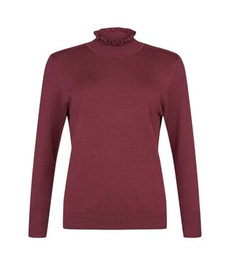 Sunday chique dames pullover turtleneck roesjes bordeaux rood
