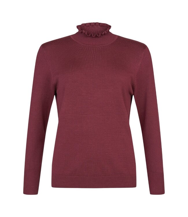 chique dames pullover turtleneck roesjes bordeaux rood