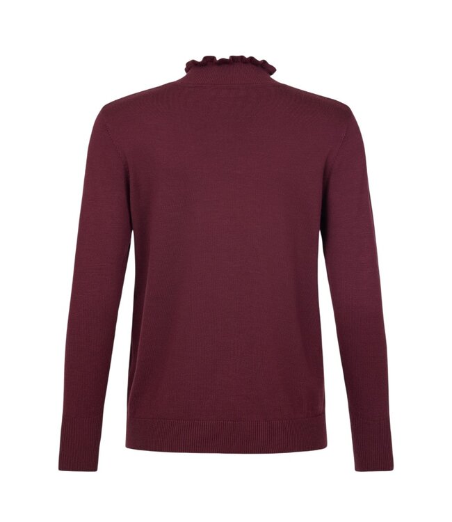 chique dames pullover turtleneck roesjes bordeaux rood