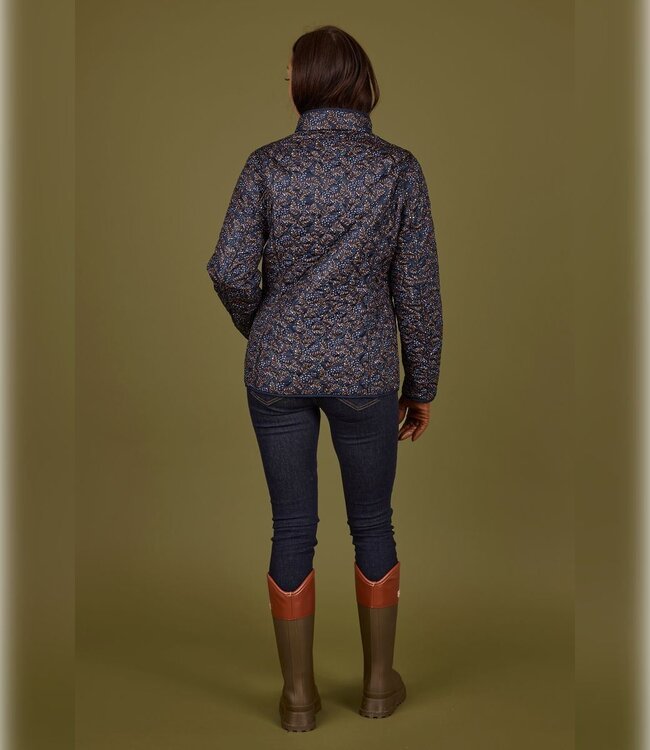 klassieke dames jas reversibel met print marine- bruin Normann