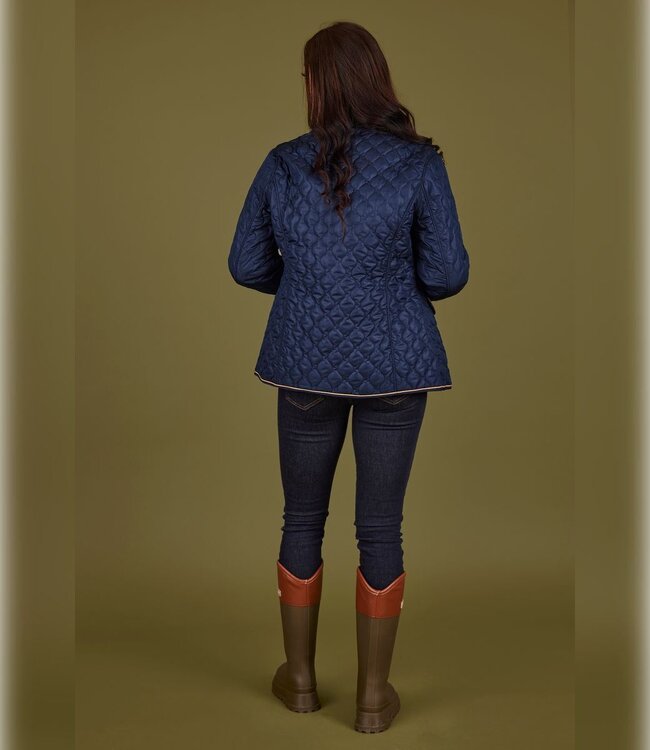 klassieke dames jas reversibel met print marine- bruin Normann