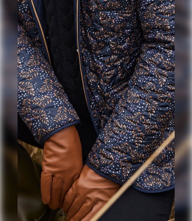 klassieke dames jas reversibel met print marine- bruin Normann