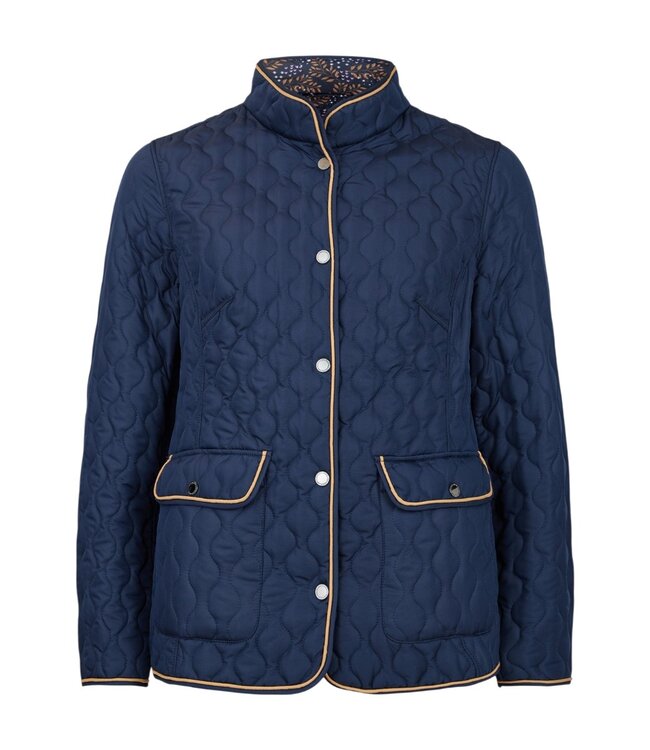 klassieke dames jas reversibel met print marine- bruin Normann