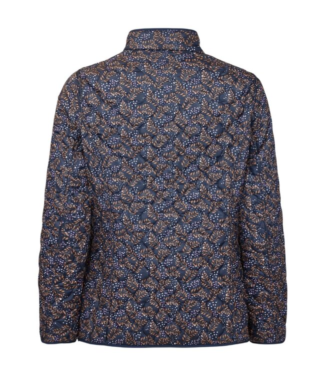 klassieke dames jas reversibel met print marine- bruin Normann