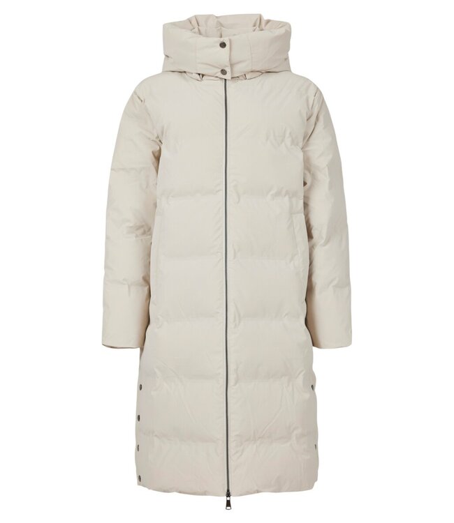 lange winterjas dames met knopen beige Brandtex