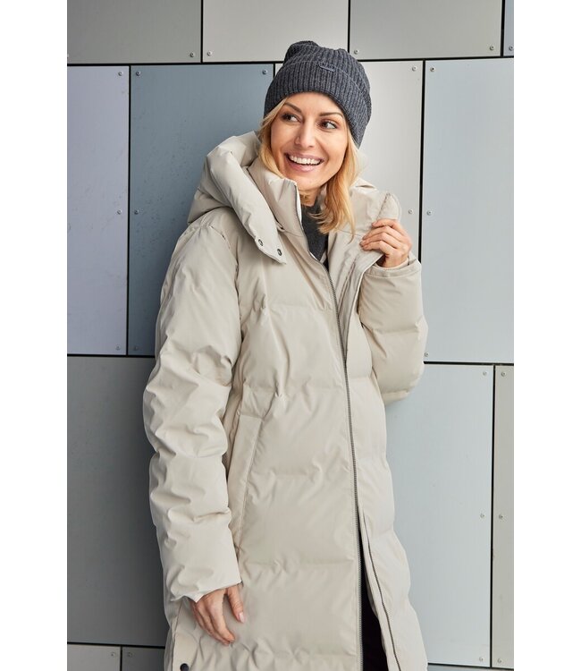 lange winterjas dames met knopen beige Brandtex