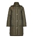 lange dames jas met 3D- patroon en capuchon khaki groen Frandsen