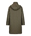 lange dames jas met 3D- patroon en capuchon khaki groen Frandsen