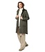 lange dames jas met 3D- patroon en capuchon khaki groen Frandsen