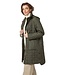 lange dames jas met 3D- patroon en capuchon khaki groen Frandsen
