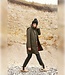 lange dames jas met 3D- patroon en capuchon khaki groen Frandsen