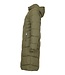 lange winterjas dames met capuchon en patroon khaki- groen Sunday