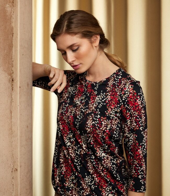 dames blouson shirt fireworks rood- zwart Sunday