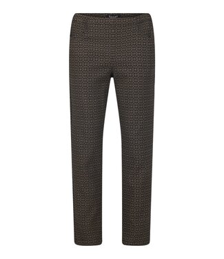 Sunday stretch broek met retro print beige- bruin Sunday 74cm