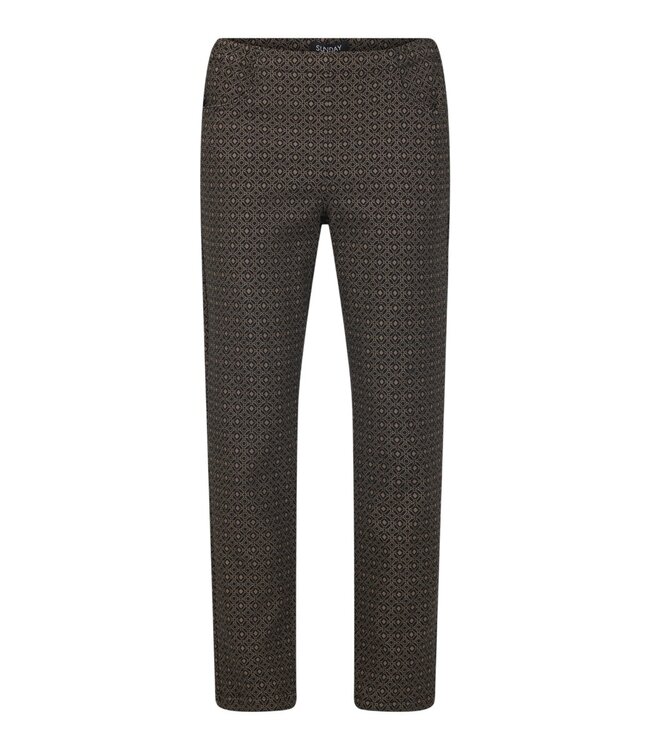 stretch broek met retro print beige- bruin Sunday 74cm