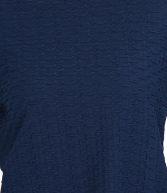 dames t- shirt relief patroon marine 7/8 mouwlengte  M.X.O.