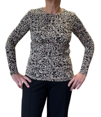 Jensen Denmark dames t- shirt tijgerprint taupe