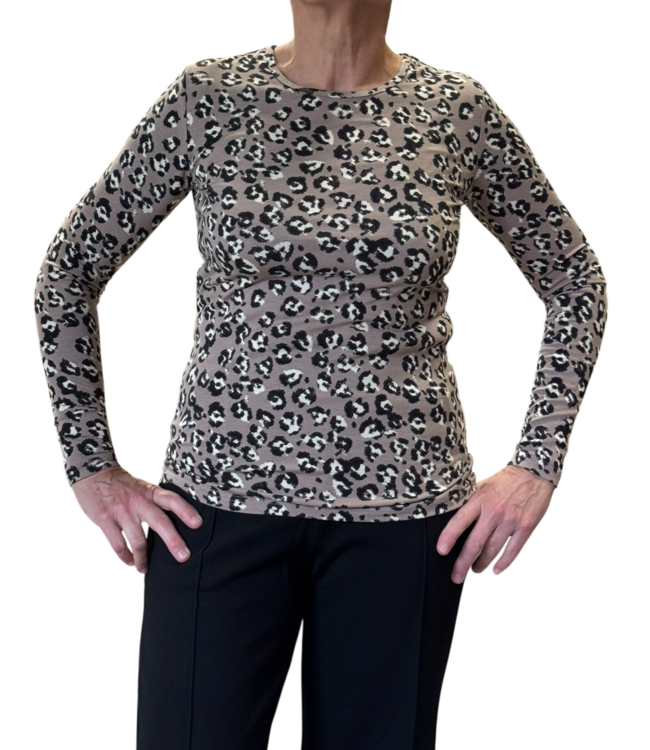 dames t- shirt tijgerprint taupe