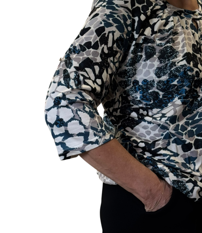 blouson geruwd pebbles beige- blauw