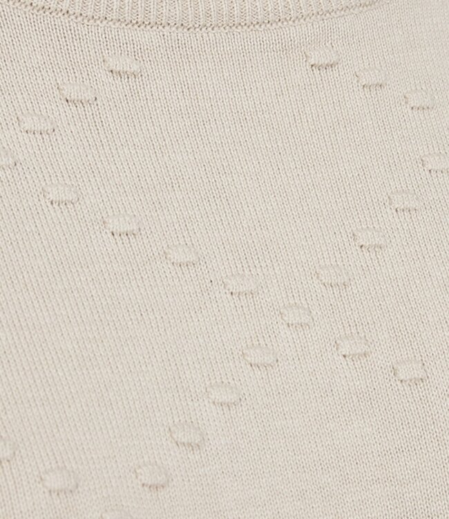 dames pullover "Dodo" korte mouw 3D-stip katoen beige FreeQuent