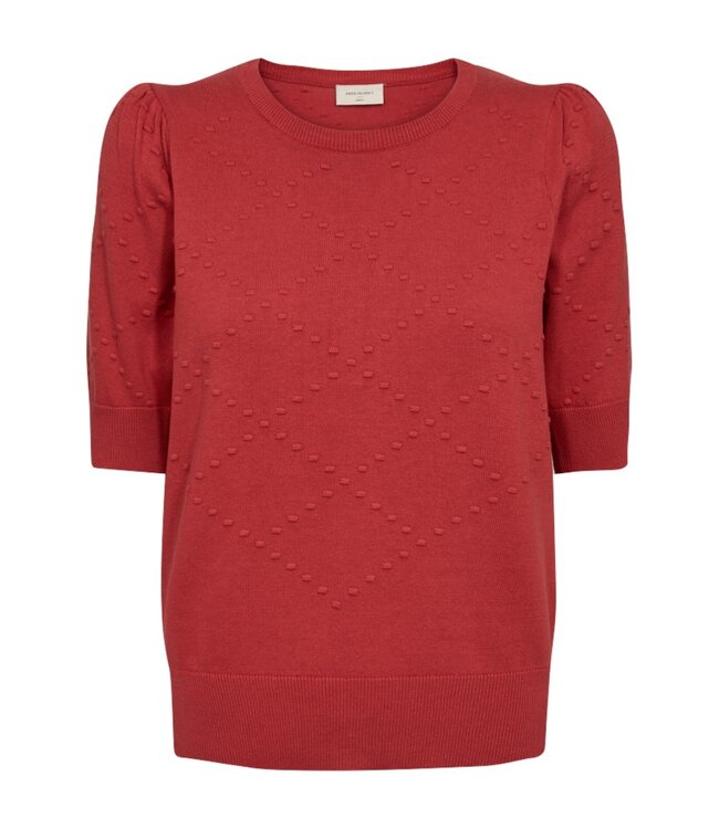 dames pullover "Dodo" korte mouw 3D-stip katoen Baked- Apple FreeQuent