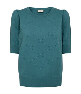 FreeQuent dames pullover "Dodo" korte mouw 3D-stip katoen Brittany Blue FreeQuent - 206479 .