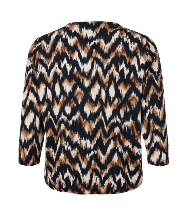 dikke dames blouson zigzag print tabak- zwart Brandtex