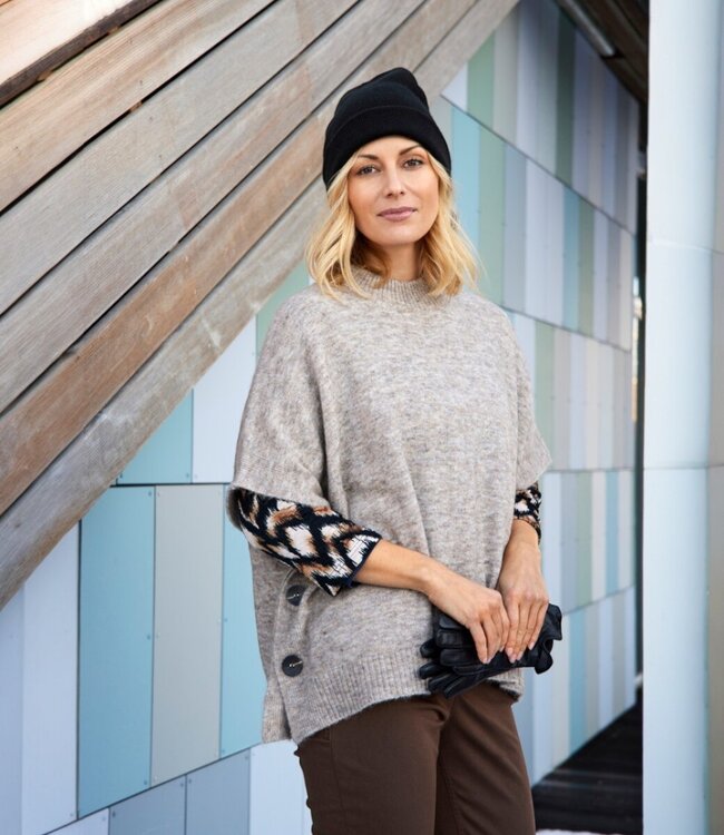 dikke dames blouson zigzag print tabak- zwart Brandtex