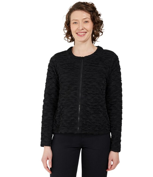 gestructureerd dames jasje met ritssluiting zwart Brandtex