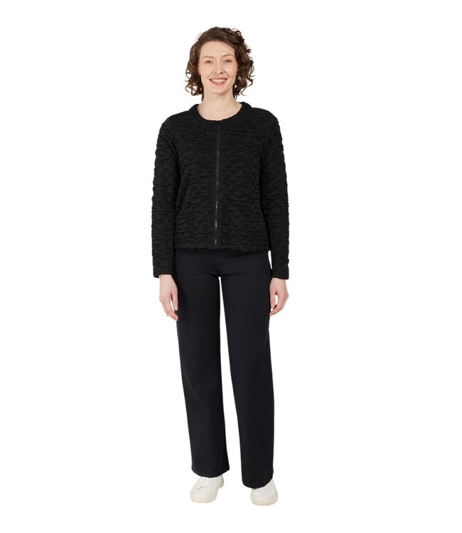 gestructureerd dames jasje met ritssluiting zwart Brandtex