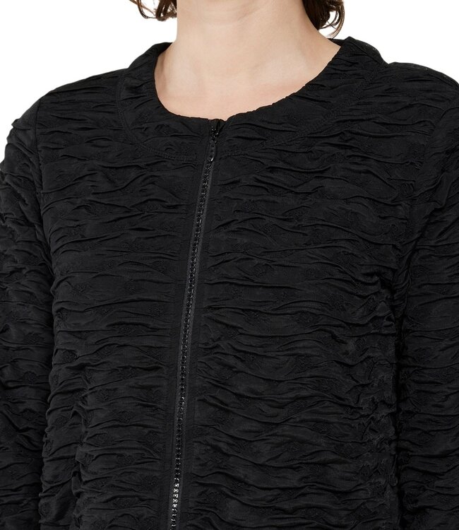 gestructureerd dames jasje met ritssluiting zwart Brandtex