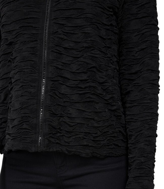 gestructureerd dames jasje met ritssluiting zwart Brandtex