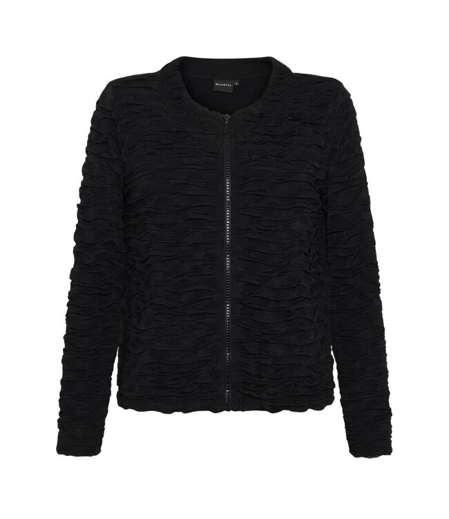 gestructureerd dames jasje met ritssluiting zwart Brandtex