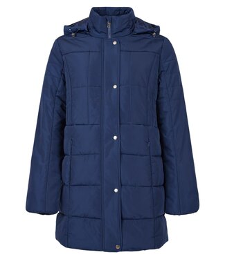 Brandtex. winterjas met afritsbare capuchon blauw Brandtex
