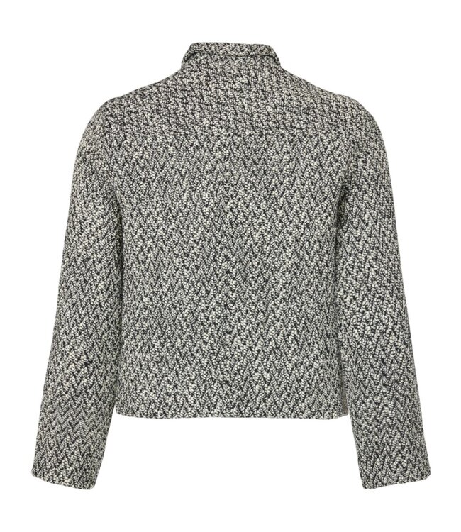 chique vest jasje met knopen en visgraat motief zwart- grijs