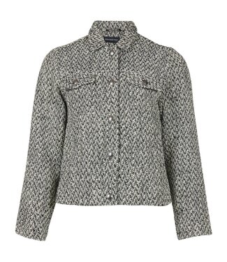 Brandtex. chique vest jasje met knopen en visgraat motief zwart- grijs