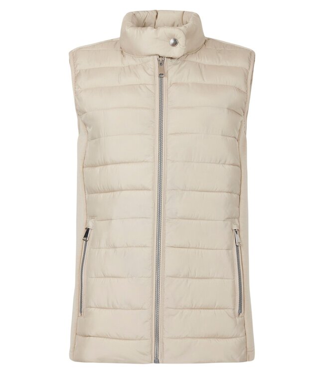 sportiefe dames bodywarmer met ritssluiting beige