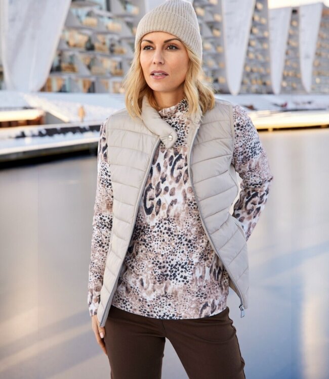 sportiefe dames bodywarmer met ritssluiting beige