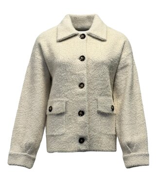 M.X.O. vest- jas met knopen en visgraat motief dames beige M.X.O.