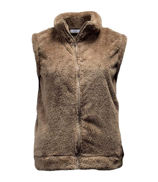 dames gilet "Bontje" met ritssluiting nougat M.X.O.