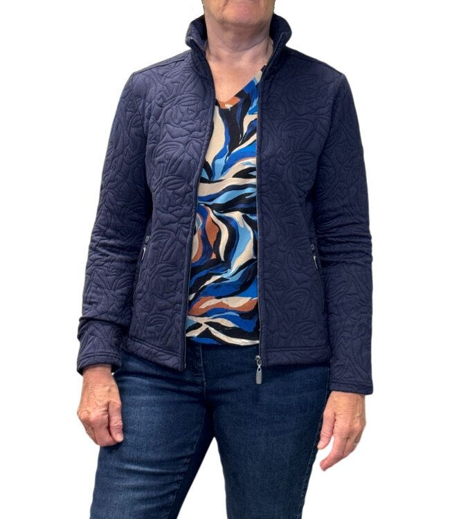 dames blouson shirt swirl- kobaltblauw v-hals Signature
