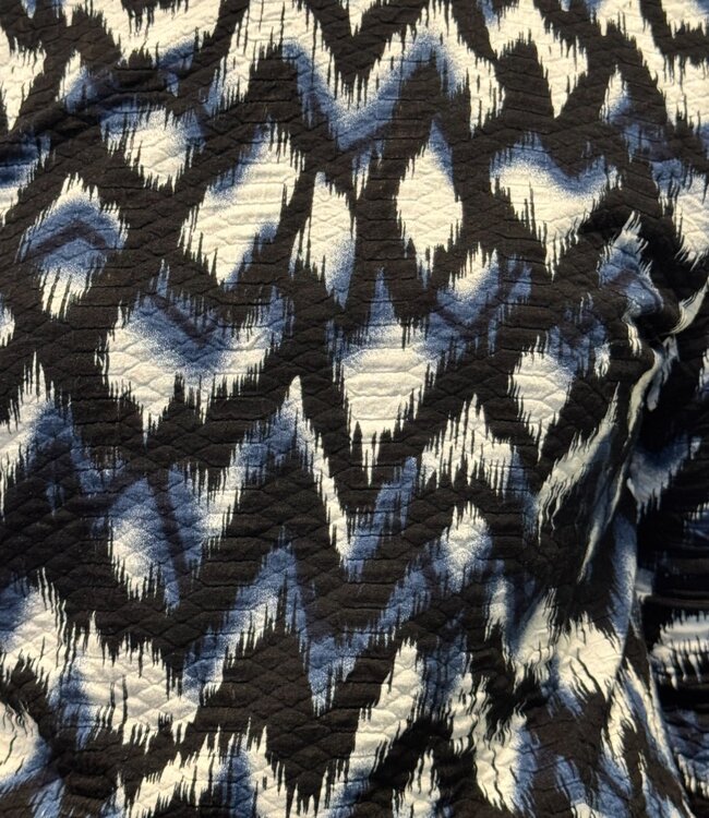 dames blouson (dikke stof) zigzag print blauw- zwart Brandtex