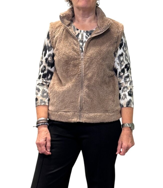 dames gilet "Bontje" met ritssluiting nougat M.X.O.