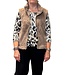dames blouson shirt elastiek panther print beige- zwart Brandtex