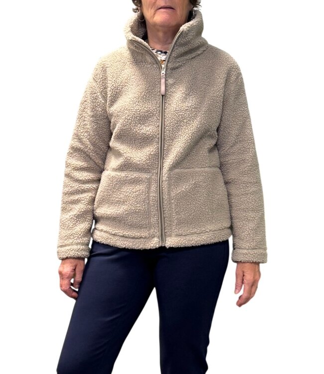 zacht Teddy vest dames licht- taupe M.X.O.