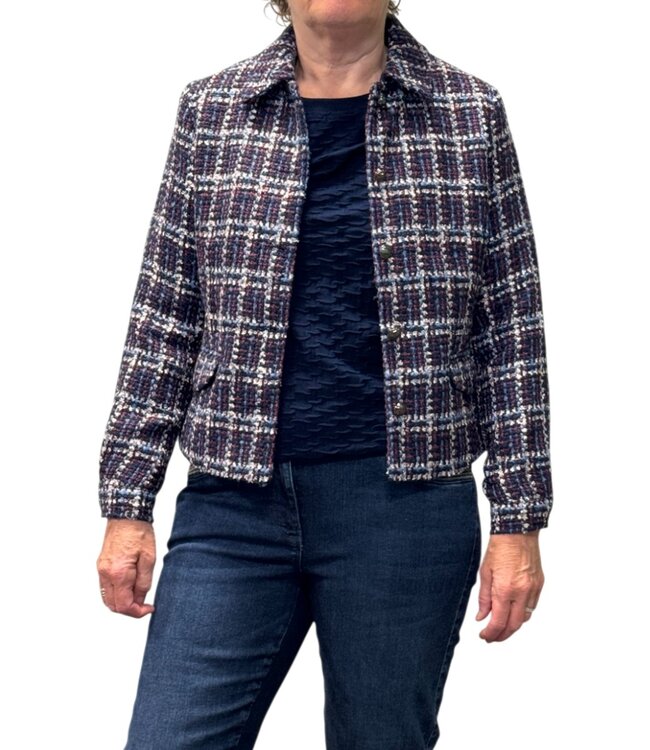 chique dames jasje met knopen en wol marine Signature