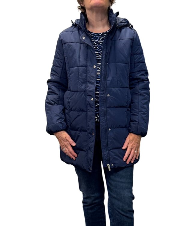 winterjas met afritsbare capuchon blauw Brandtex