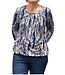 dames blouson shirt tijgerprint en gevlamd blauw- bruin 3/4 mouwlengte