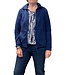 dames blouson shirt tijgerprint en gevlamd blauw- bruin 3/4 mouwlengte