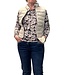 dames blouson shirt veegprint beige- blauw